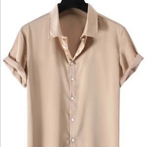 Satin Button Down Solid Shirt